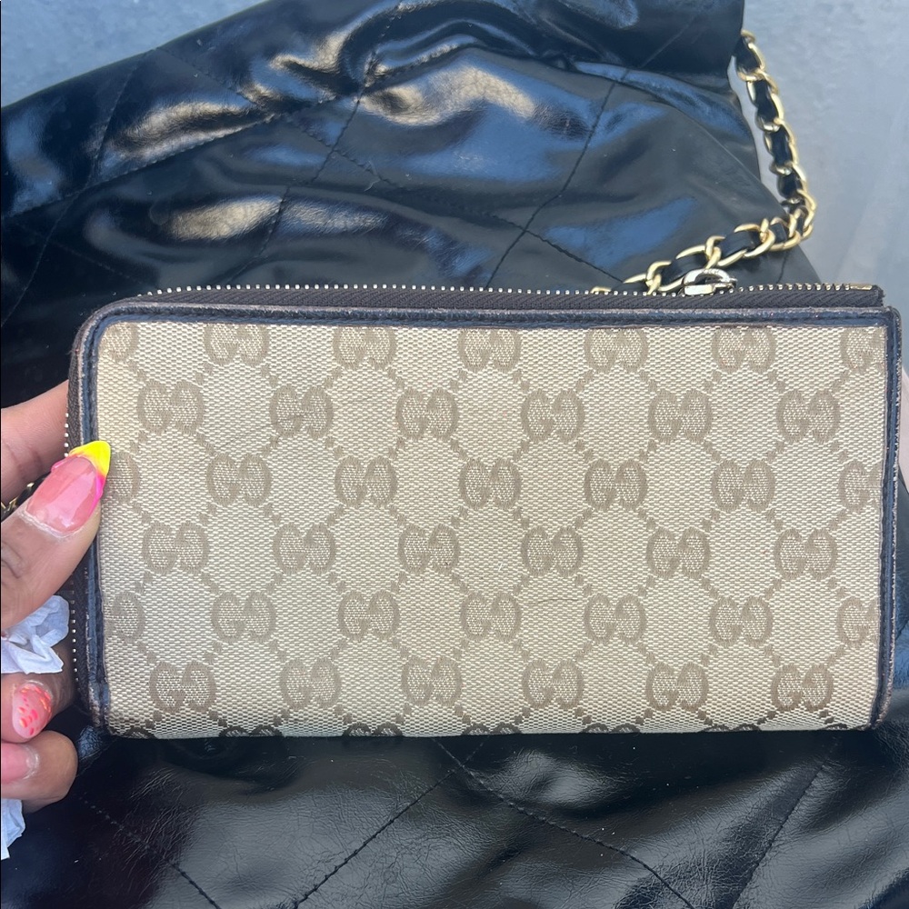 Gucci Beige and Brown Monogram Wallet